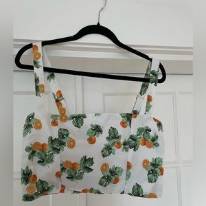 WeWoreWhat orange print citrus corset crop top size L